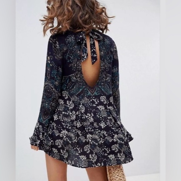 Free People Lady Luck Printed Tunic in Blue Combo - Picture 2 of 7